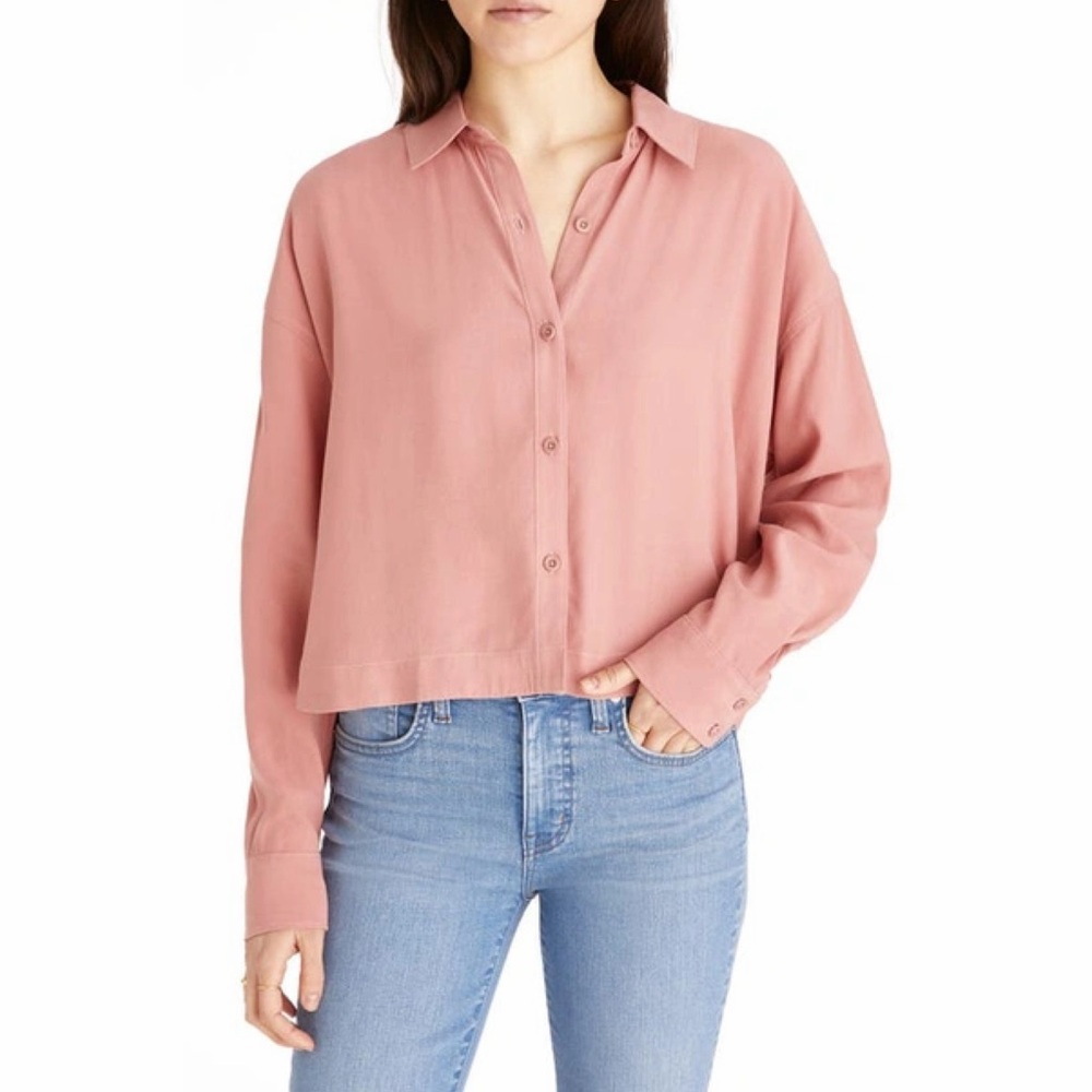 Madewell Women’s Lusterweave Hartfield Crop Shirt size XS
